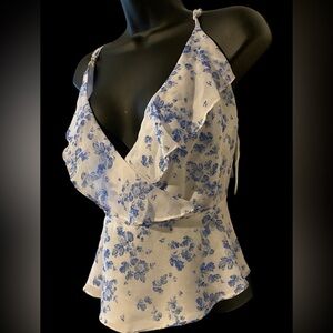 Nordstrom Chiffon floral cami | blue & white floral tank top 1.State NWT size L